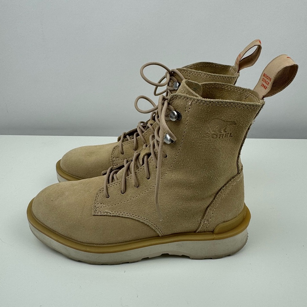 Sorel Hi-Line Lace Boots Sz 5.5 Women’s Light Tan, Jet‎ Waterproof Boots